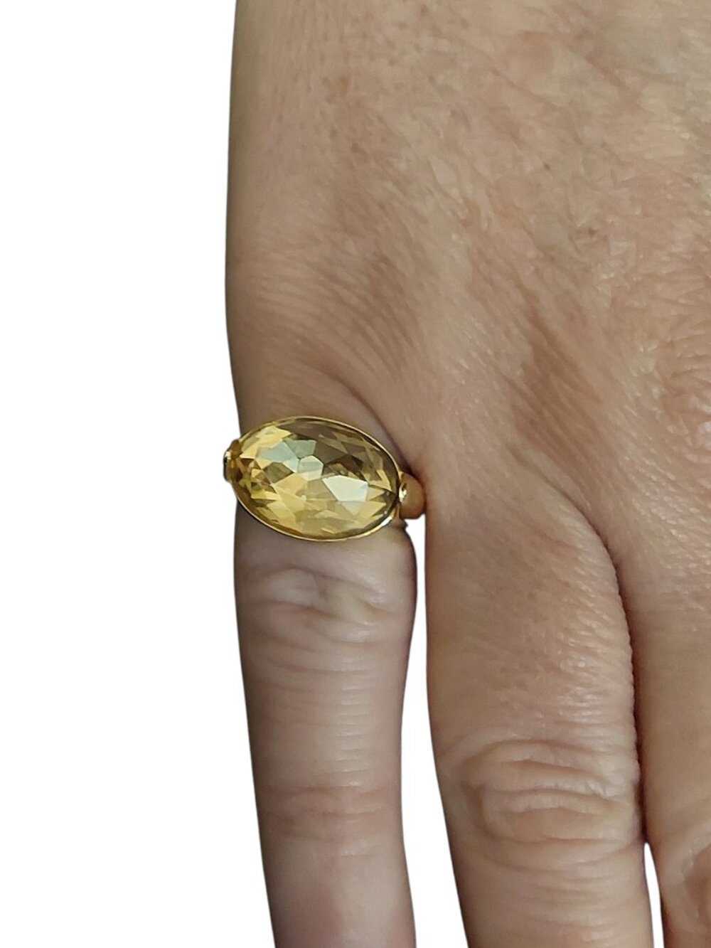 Swarovski Vanilla Ring in Golden Shadow Crystal Gold Plated Good Cond - 6 (52) - Picture 7 of 7